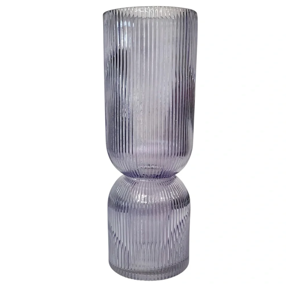 WHITE BARN Purple Glass Decorative Faceted Vase
